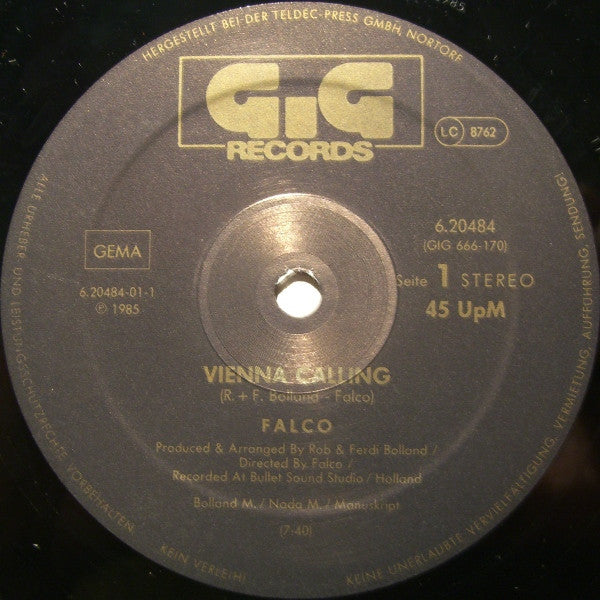 Falco – Vienna Calling (The Metternich Arrival-Mix) (NM, FUNDA VG+) BOX12