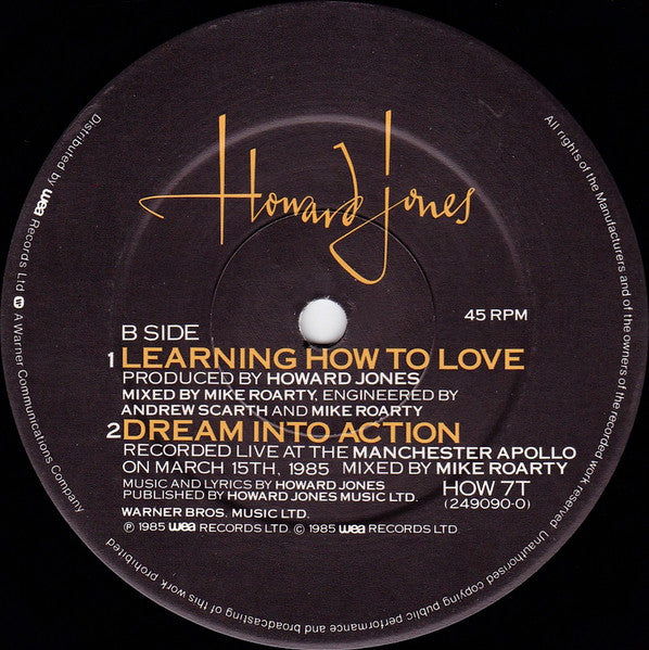 Howard Jones – Look Mama (Extended Mix) Pequeña marca al final del lado A, no afecta sonido (VG+) BOX6