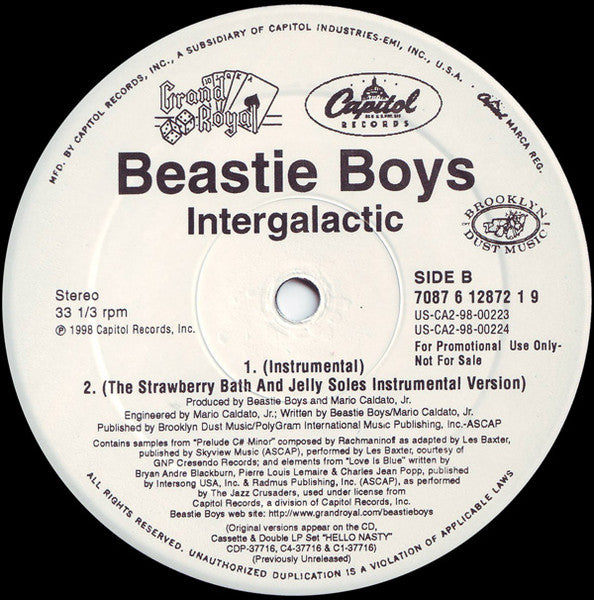 Beastie Boys – Intergalactic (NM, PROMO, FUNDA GENÉRICA)