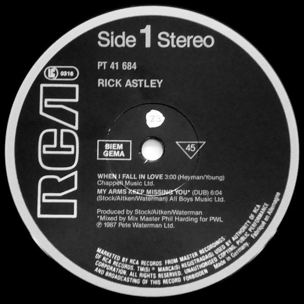Rick Astley – When I Fall In Love / My Arms Keep Missing You (NM) BOX31