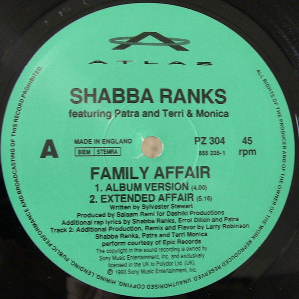 Shabba Ranks Featuring Patra & Terri & Monica – Family Affair (EX) BOX20
