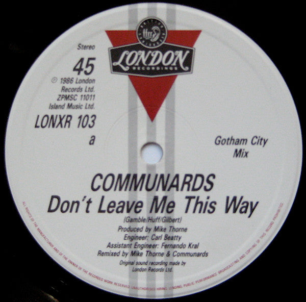 Communards With Sarah Jane Morris – Don't Leave Me This Way (Gotham City Mix) (NM) BOX8