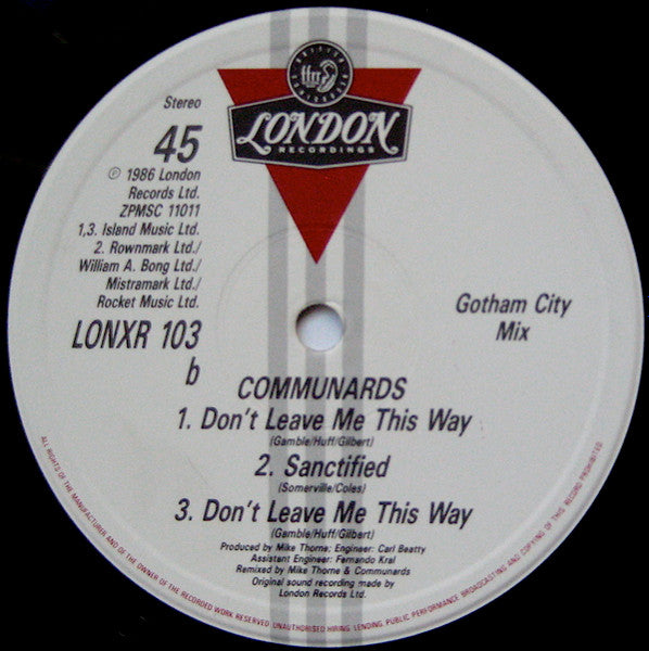 Communards With Sarah Jane Morris – Don't Leave Me This Way (Gotham City Mix) (NM) BOX8