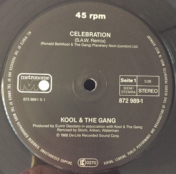 Kool & The Gang – Celebration (Remix 88, Incluye The Throwdown Mix (EX, FUNDA VG+) BOX22