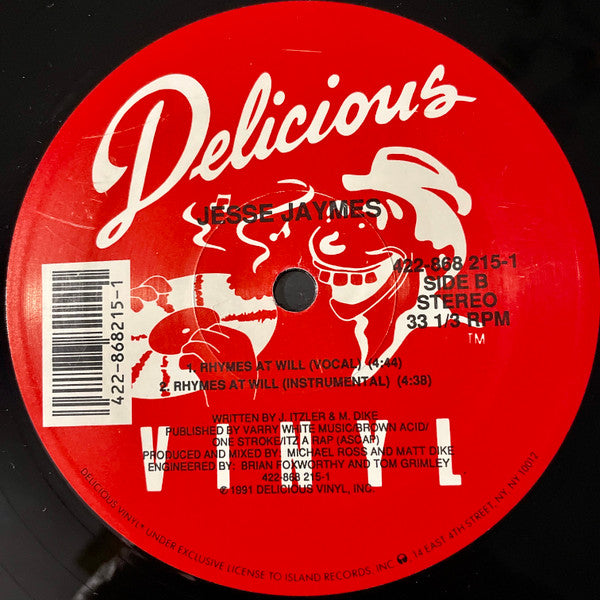 Jesse Jaymes – Shake It Like A White Girl / Rhymes At Will (NM, FUNDA VG+) BOX10