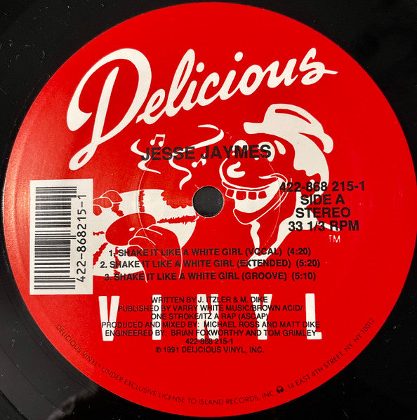 Jesse Jaymes – Shake It Like A White Girl / Rhymes At Will (NM, FUNDA VG+) BOX10