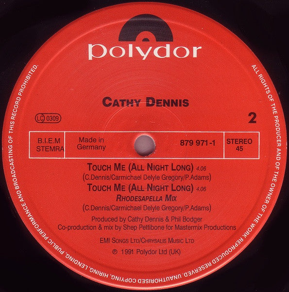 Cathy Dennis – Touch Me (All Night Long) (NM, FUNDA VG+) BOX16
