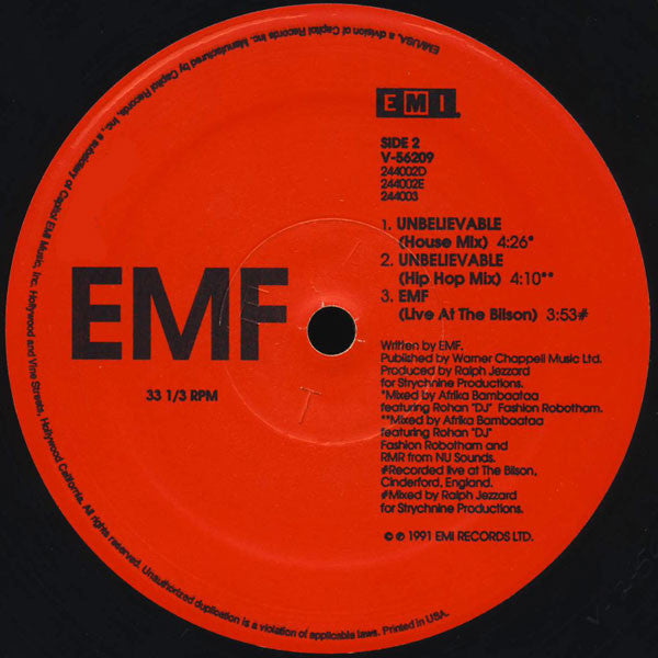 EMF – Unbelievable (Remix) (EX, FUNDA VG+) BOX6
