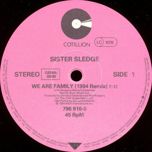 Sister Sledge – We Are Family (Long Version) (1984 Mix By Bernard Edwards) (NM, FUNDA VG+) BOX 8