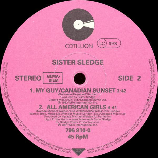 Sister Sledge – We Are Family (Long Version) (1984 Mix By Bernard Edwards) (NM, FUNDA VG+) BOX 8