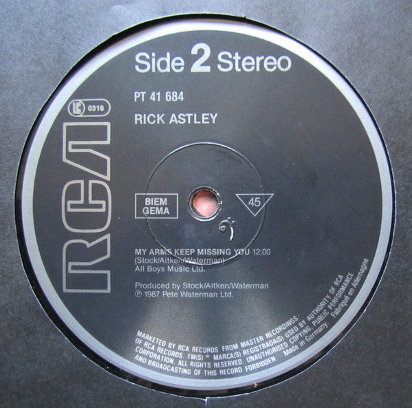 Rick Astley – When I Fall In Love / My Arms Keep Missing You (VG+) BOX28