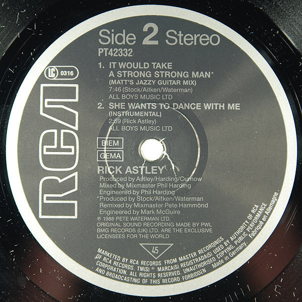 Rick Astley – She Wants To Dance With Me (VG+, DISCO EX) BOX36