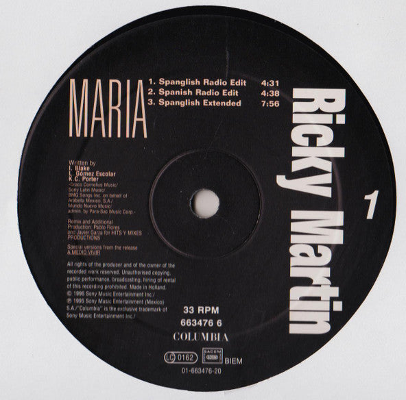 Ricky Martin – Maria (Remixes) (NM) BOX11