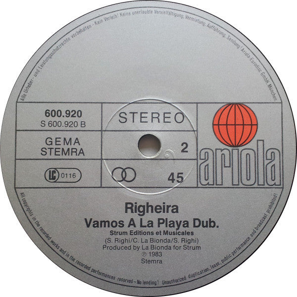 Righeira – Vamos A La Playa (Original Version) (VG+) BOX2