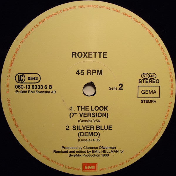 Roxette – The Look (Head-Drum-Mix) (NM, FUNDA VG+)