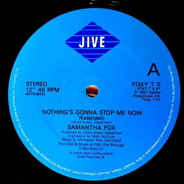 Samantha Fox – Nothing's Gonna Stop Me Now (NM, FUNDA VG+) BOX20