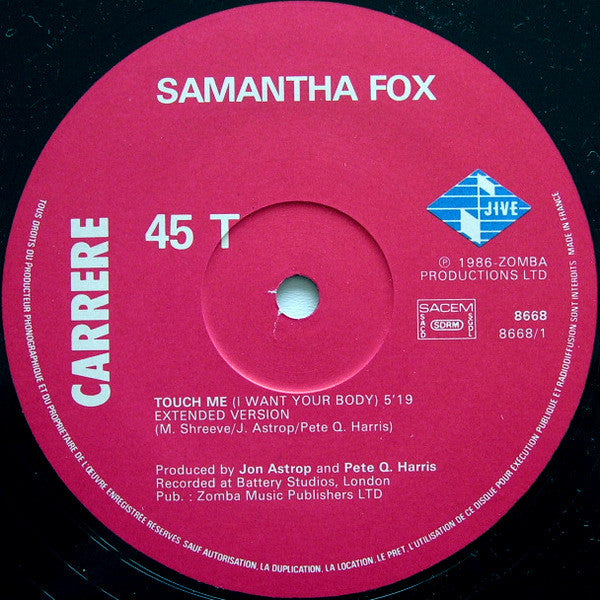 Samantha Fox – Touch Me (I Want Your Body) (NM, FUNDA VG+) BOX11