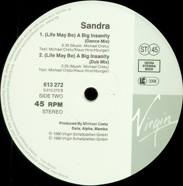 Sandra – (Life May Be) A Big Insanity (NM, FUNDA EX) BOX2