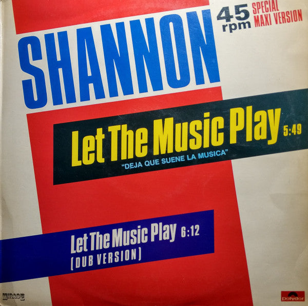 Shannon – Let The Music Play = Deja Que Suene La Musica (NM)