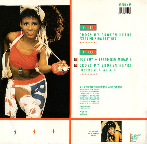 Sinitta – Cross My Broken Heart (Remix - Extra Pulsing Beat Mix) (NM, FUNDA VG+) BOX28