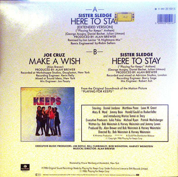 Sister Sledge / Joe Cruz – Here To Stay ("Playing For Keeps" Anthem) (VG+) BOX2