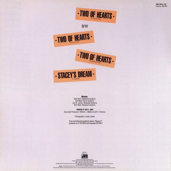 Stacey Q – Two Of Hearts (European Mix) (VG+, FUNDA EX) BOX33
