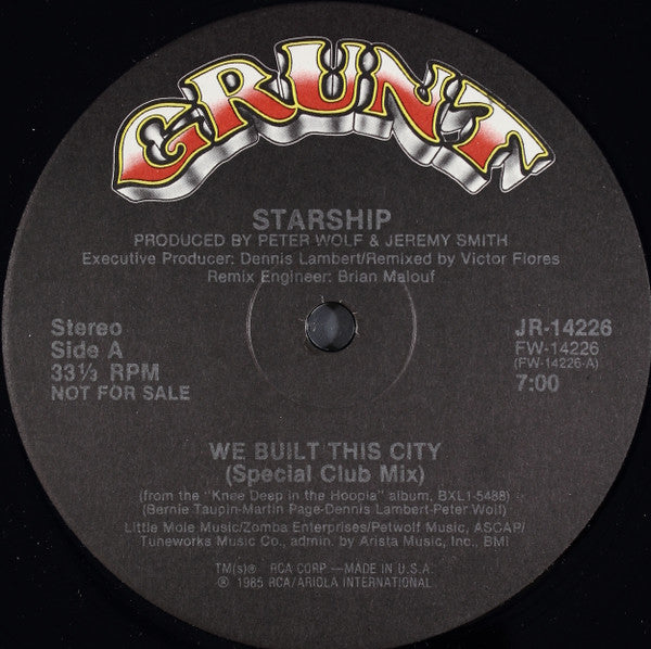 Starship – We Built This City (EX, Funda Generic de Sello) Box23