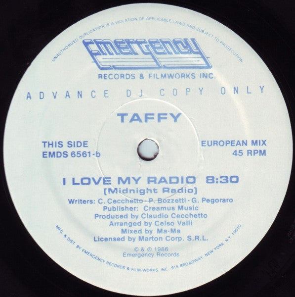 Taffy – I Love My Radio (Midnight Radio) (VG+) BOX26
