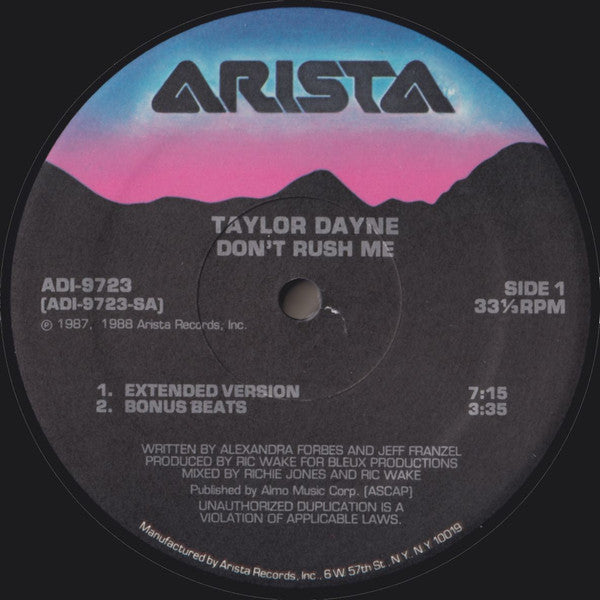 Taylor Dayne – Don't Rush Me (SELLADO DE ÉPOCA) BOX31
