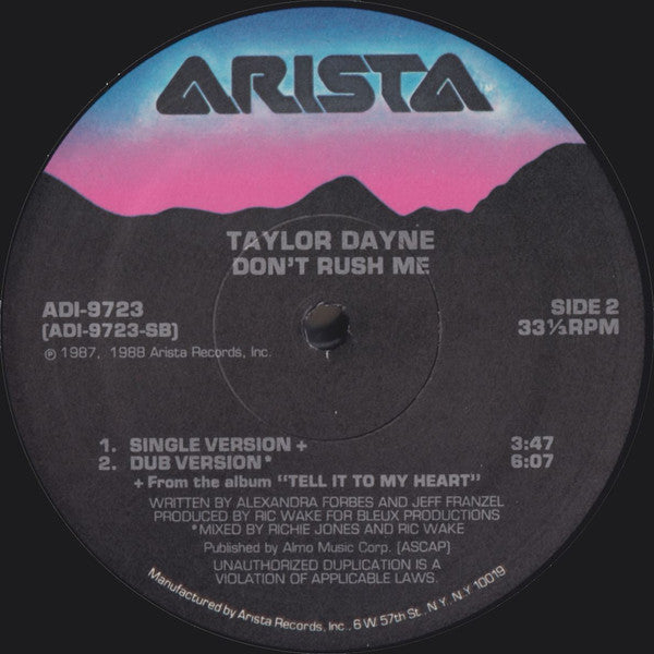 Taylor Dayne – Don't Rush Me (SELLADO DE ÉPOCA) BOX31