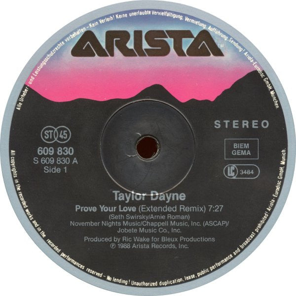 Taylor Dayne – Prove Your Love (Extended Remix) (VG+) BOX16