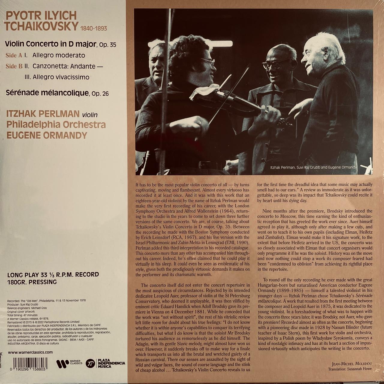 Tchaikovsky*, Itzhak Perlman, Eugene Ormandy, The Philadelphia Orchestra – Violin Concerto / Sérénade mélancolique (NUEVO, SELLADO)