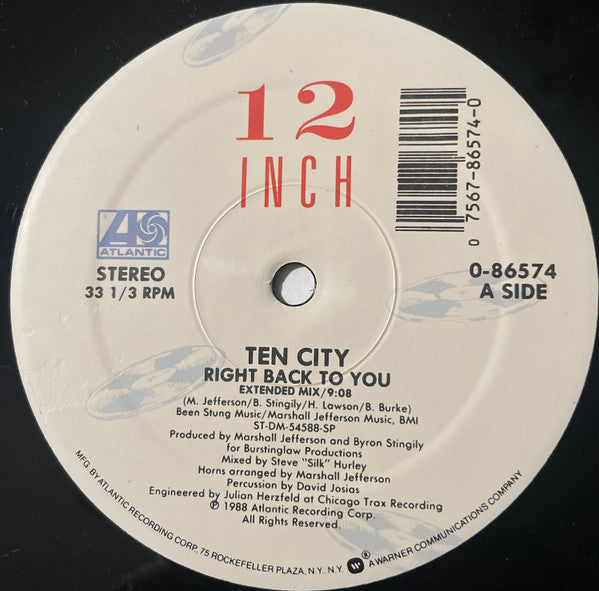 Ten City – Right Back To You (NM, Funda Generic de Sello) Box29