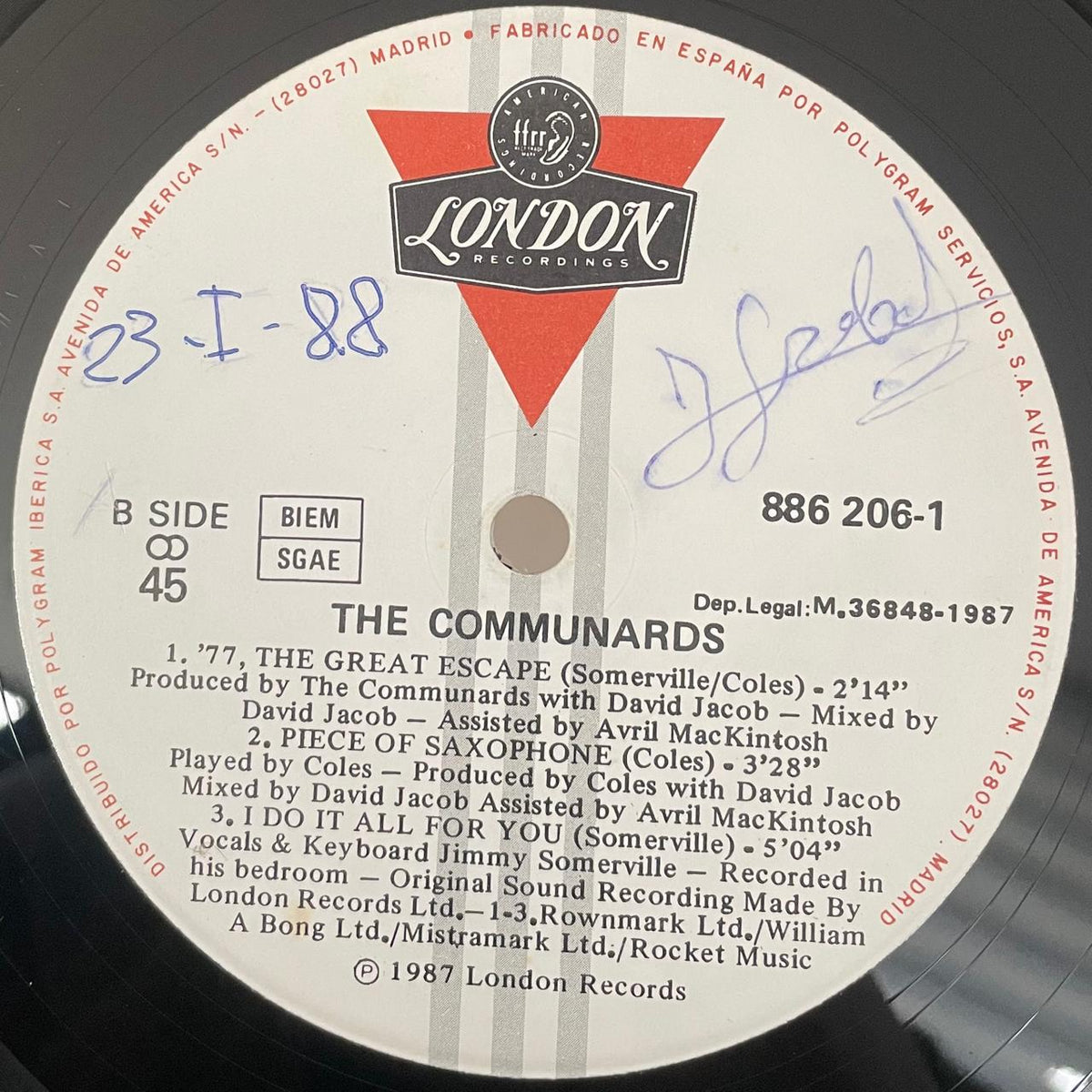 The Communards – Never Can Say Goodbye (VG+) BOX20 / galleta etiquetada como B ambos lados (lado escrito es el A)