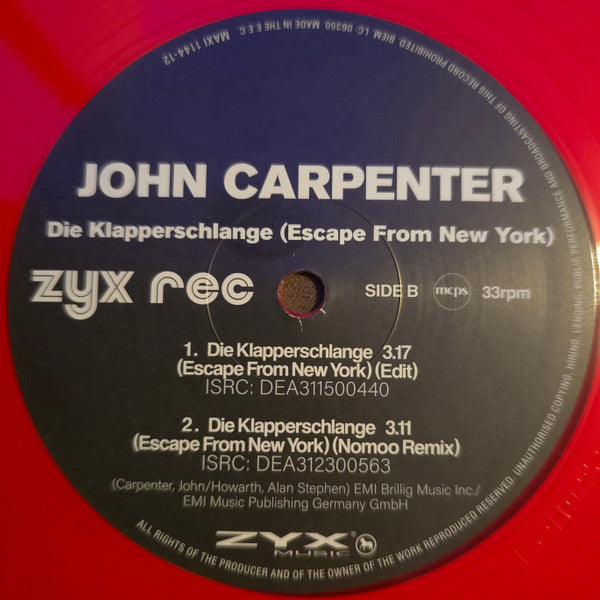 The Splash Band – John Carpenter's Die Klapperschlange (Escape From New York) / NUEVO, NO SELLADO (MINT, FUNDA NM) BOX29