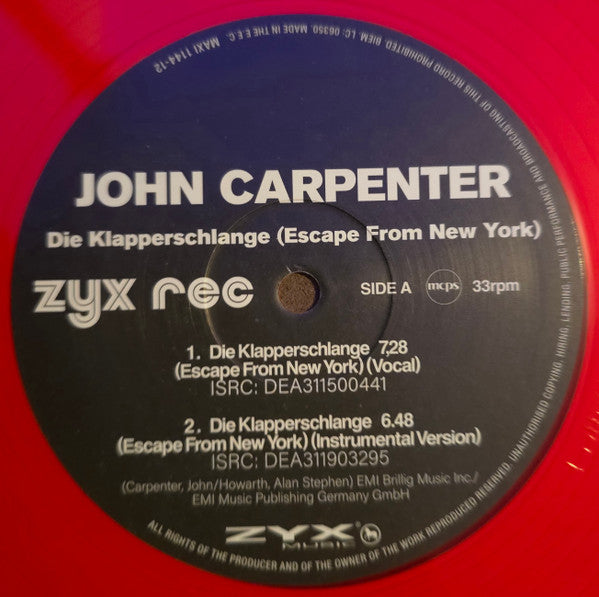 The Splash Band – John Carpenter's Die Klapperschlange (Escape From New York) / NUEVO, NO SELLADO (MINT, FUNDA NM) BOX29