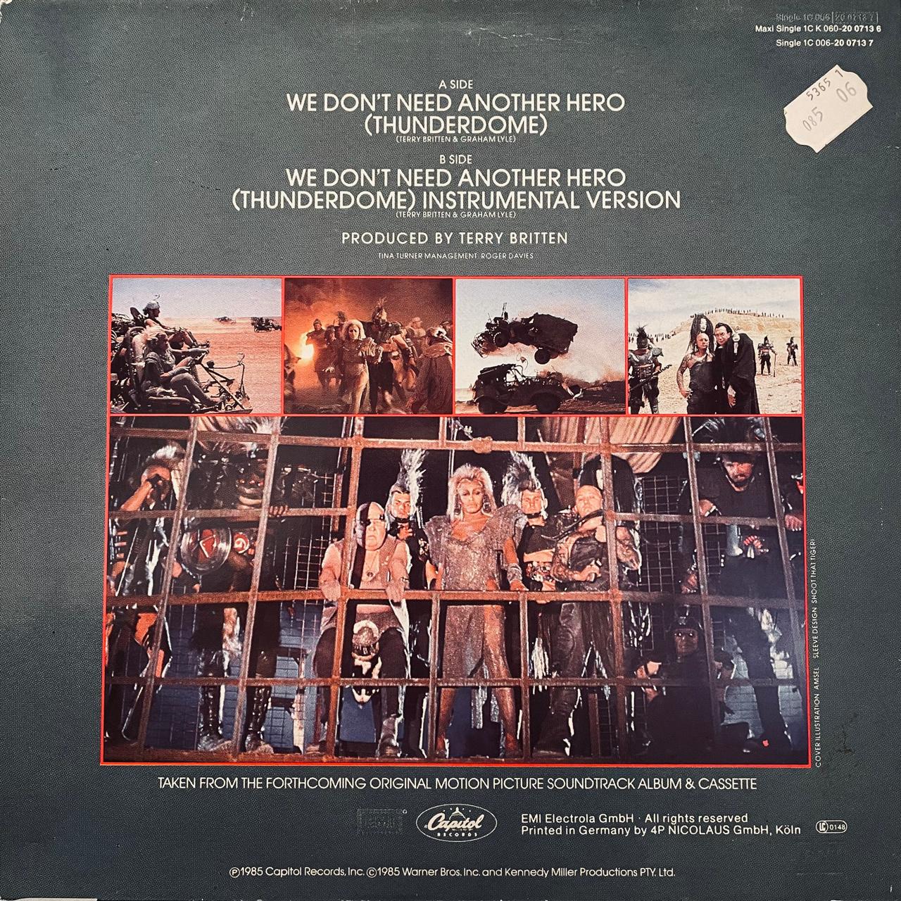 Tina Turner – We Don't Need Another Hero (Thunderdome) (EX, FUNDA VG+)