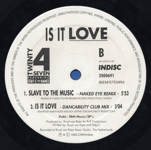 Twenty 4 Seven Featuring Stay-C And Nance – Is It Love (VG+) BOX12
