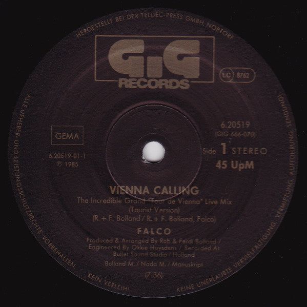 Falco – Vienna Calling (The Incredible Grand »Tour De Vienna« Live Mix) (Tourist-Version) (VG+)
