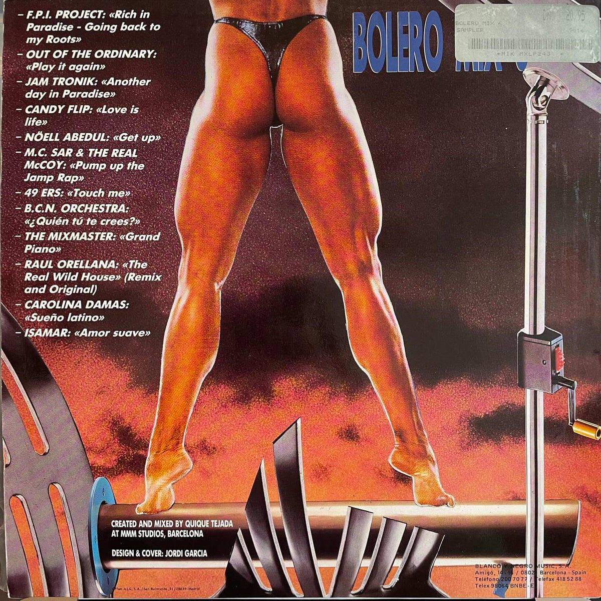 Various – Bolero Mix 6, contraportada con el listado de canciones
