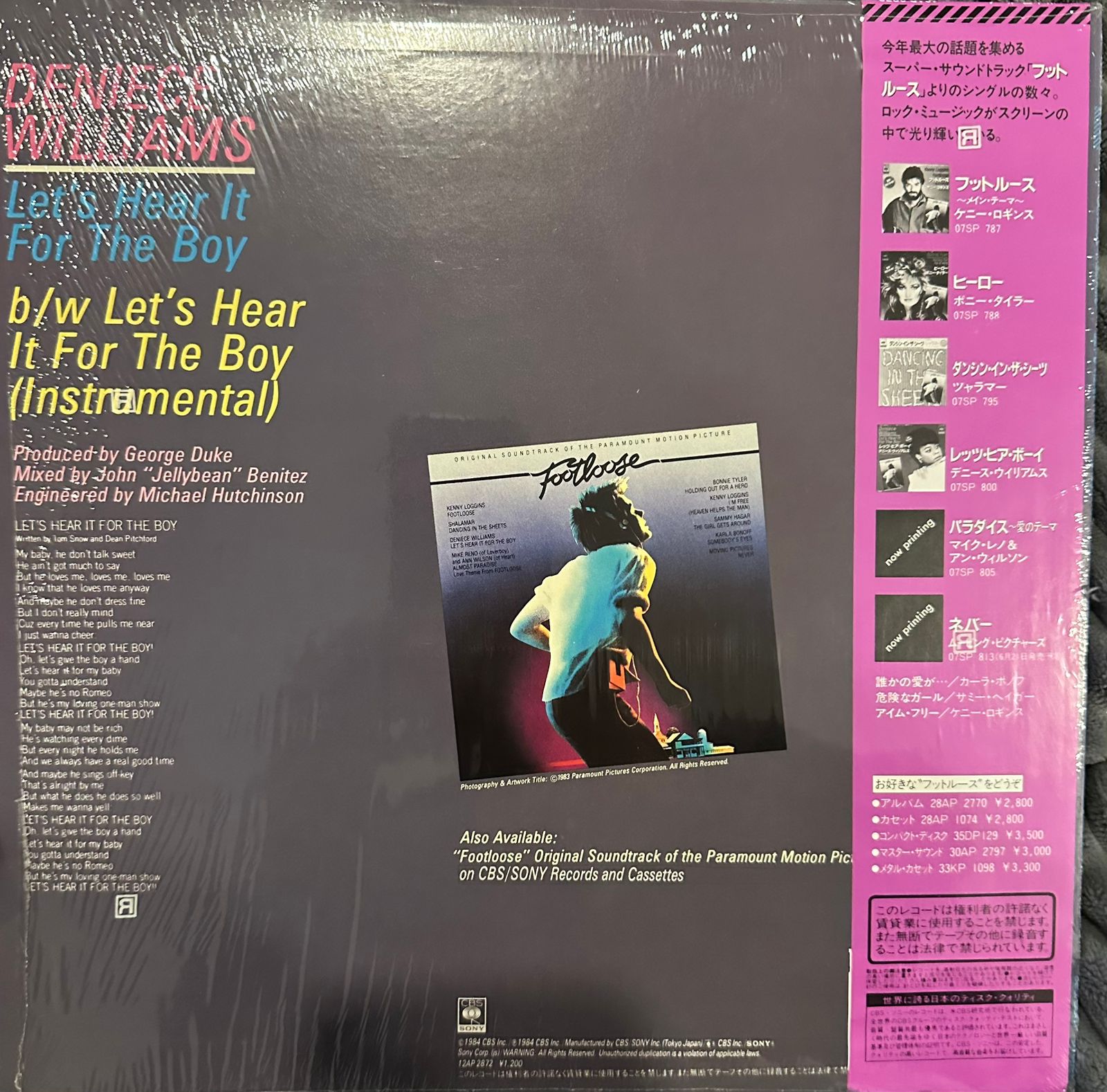 Deniece Williams – Let's Hear It For The Boy  / JAPONÉS OBI   (NM) BOX9