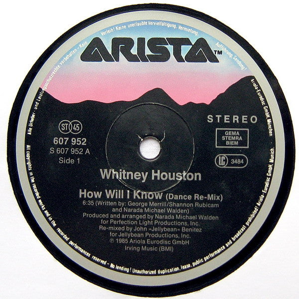 Whitney Houston – How Will I Know (John »Jellybean« Benitez-Remix) (VG+) BOX16