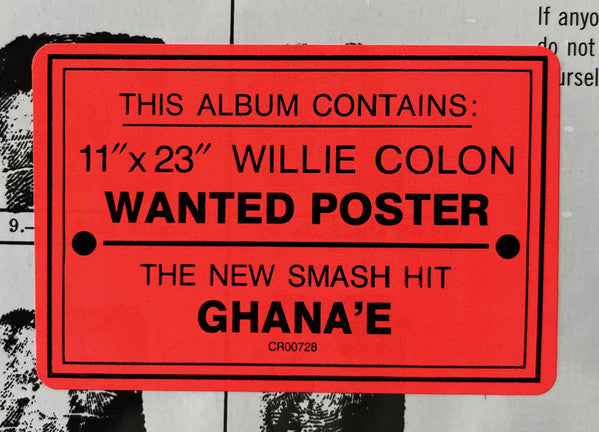 Willie Colon* – Wanted For: The Big Break - La Gran Fuga (NUEVO, SELLADO) BOXV46