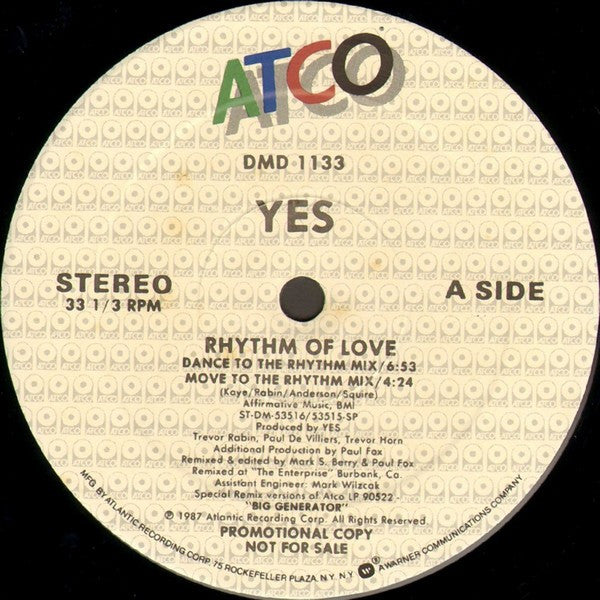 Yes – Rhythm Of Love (NM, FUNDA VG+)