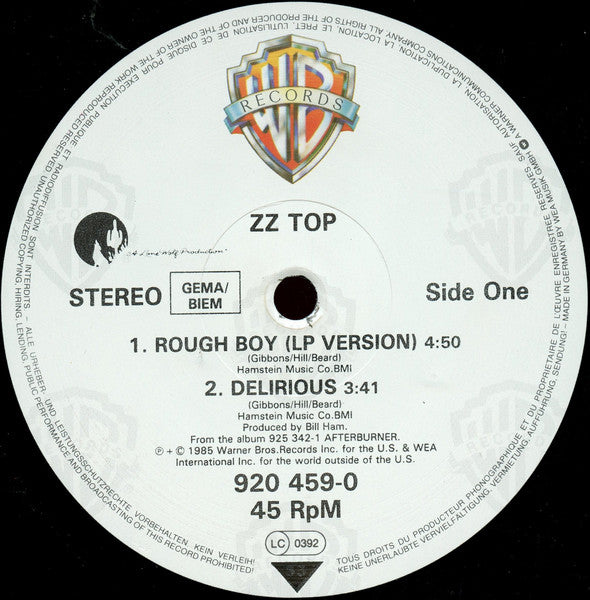 ZZ Top – Rough Boy (NM, FUNDA VG+)