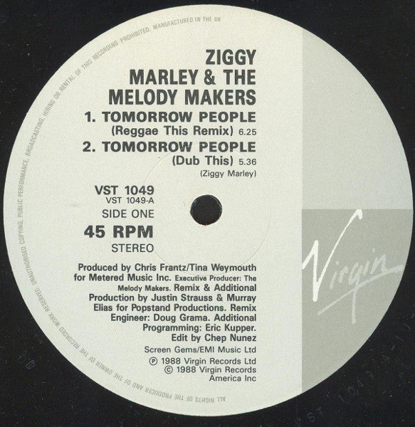 Ziggy Marley And The Melody Makers – Tomorrow People (VG+) BOX18