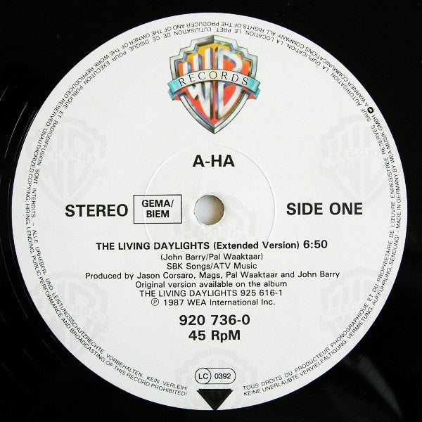 a-ha – The Living Daylights (Extended Mix) (EX FUNDA VG+) BOX36