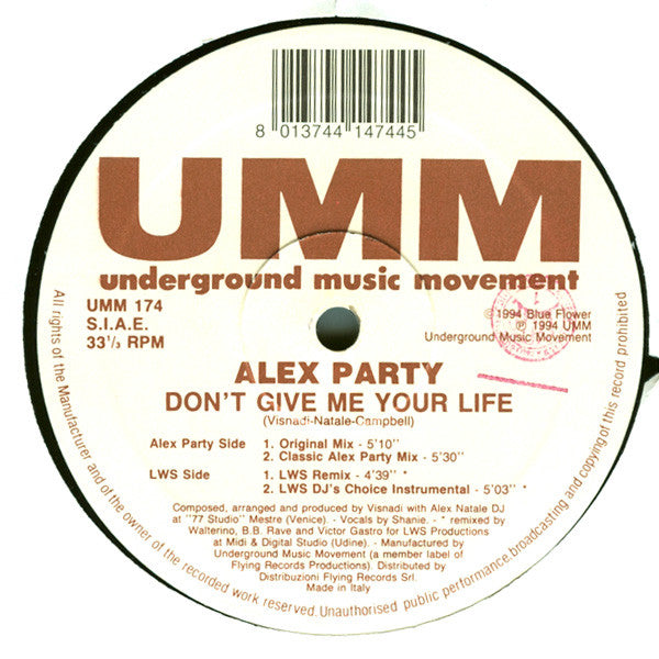 Alex Party – Don't Give Me Your Life (EX, FUNDA VG+) BOX7