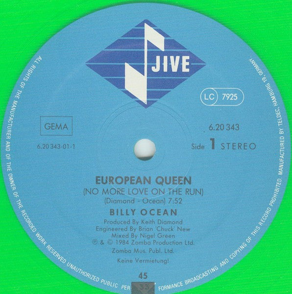Billy Ocean – European Queen (No More Love On The Run) (NM, FUNDA VG+) BOX24