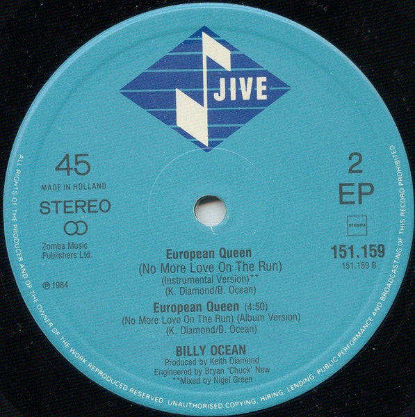 Billy Ocean – European Queen (No More Love On The Run) (NM) BOX36